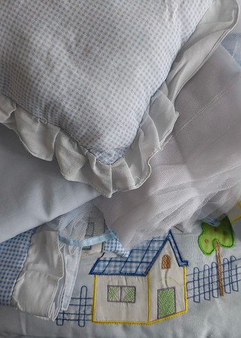 Nakışlı Mavi Pastel Bebek Uyku Seti - Görsel 17