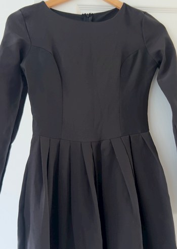Siyah Pilili Midi Kadın Elbise - Görsel 4