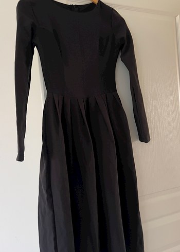 Siyah Pilili Midi Kadın Elbise - Görsel 3