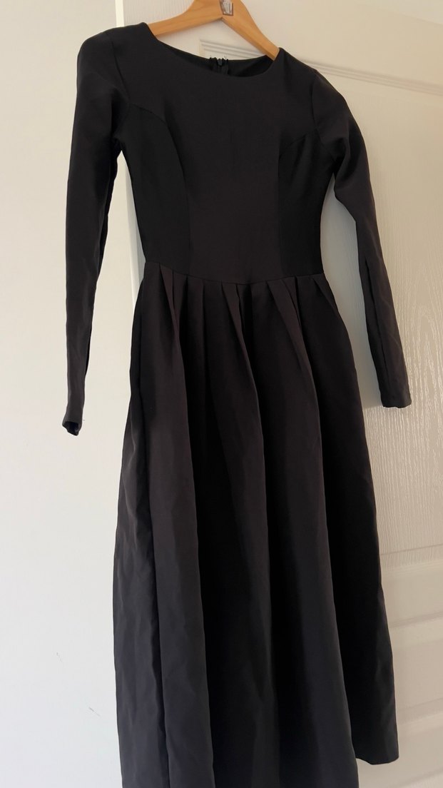 Siyah Pilili Midi Kadın Elbise - Görsel 2