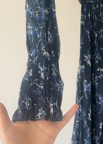 Lacivert Bağcıklı Bohem Kadın Uzun Elbise - Görsel 2