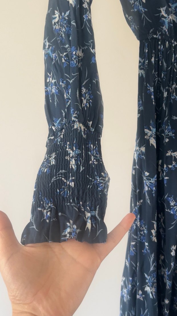 Lacivert Bağcıklı Bohem Kadın Uzun Elbise - Görsel 2