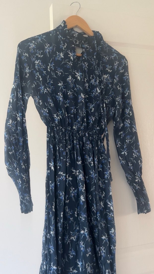 Lacivert Bağcıklı Bohem Kadın Uzun Elbise - Görsel 3