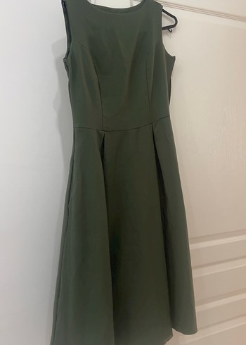 Koyu Yeşil Midi Kolsuz Pilili Elbise - Görsel 5