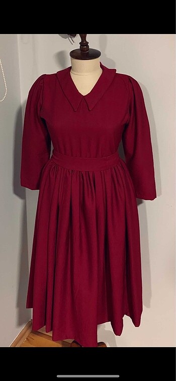 m Beden bordo Renk Vintage elbise