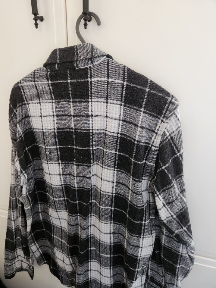 Gri Ekose Düğmeli Erkek Oduncu Gömlek - Görsel 3