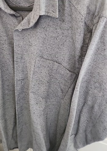 Gri Yünlü Kumaş Erkek Gömlek Uzun Kollu - Görsel 2