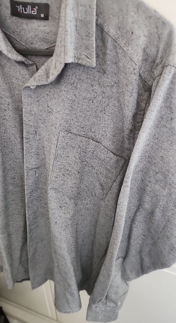 Gri Yünlü Kumaş Erkek Gömlek Uzun Kollu - Görsel 2