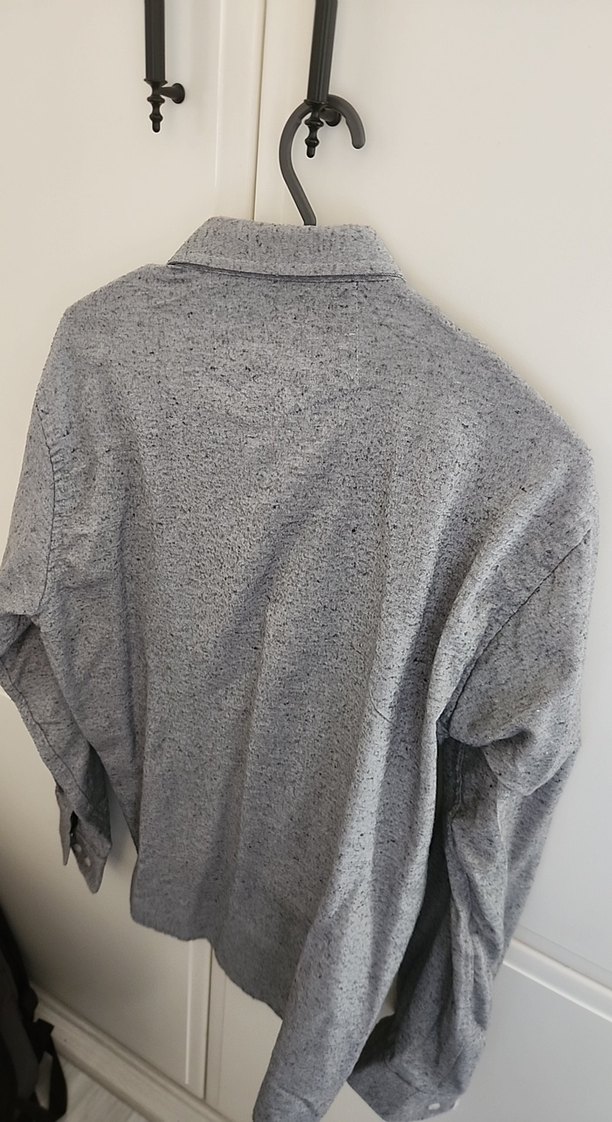 Gri Yünlü Kumaş Erkek Gömlek Uzun Kollu - Görsel 3