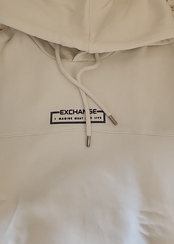 Beyaz Kapüşonlu Rahat Sweatshirt - Görsel 2