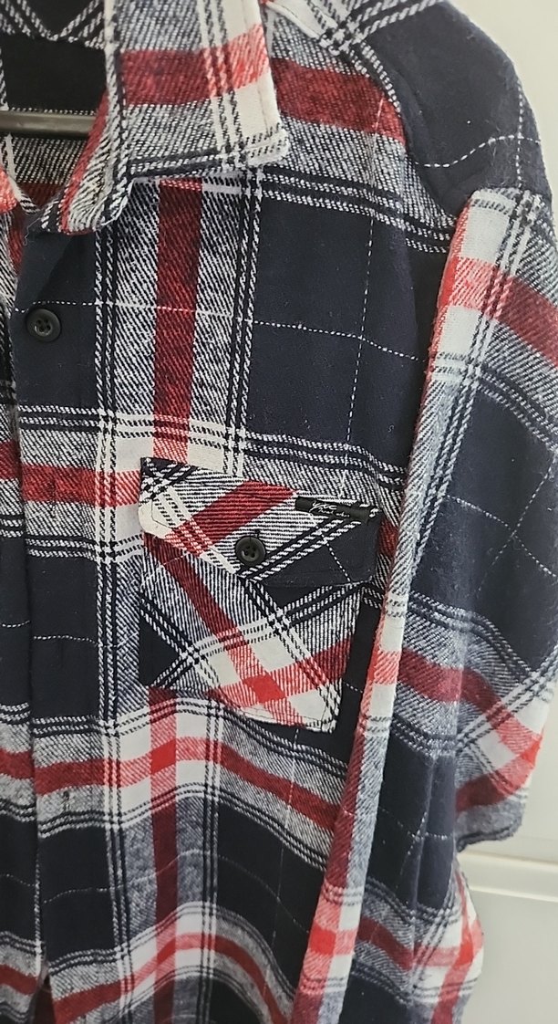 Erkek Gri Düğmeli Uzun Kollu Oduncu Gömlek - Görsel 2