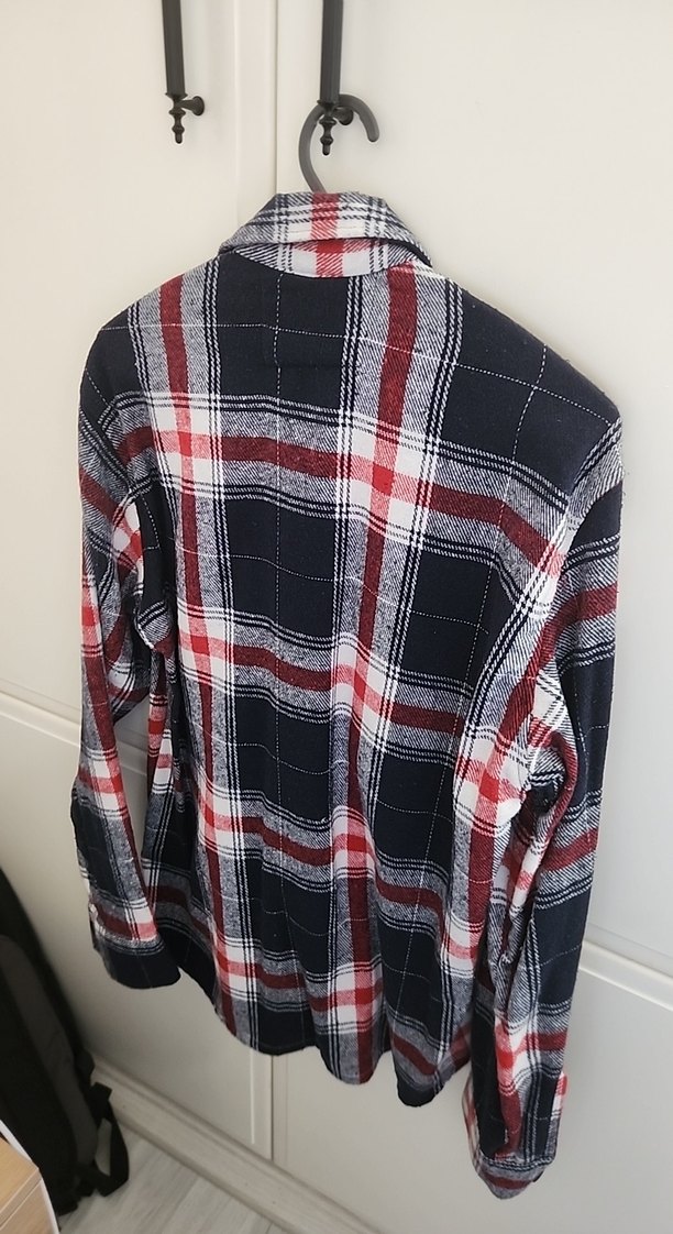 Erkek Gri Düğmeli Uzun Kollu Oduncu Gömlek - Görsel 3