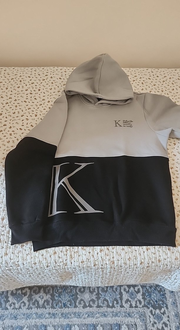 Kapüşonlu Gri-Siyah Erkek Sweatshirt - Görsel 2