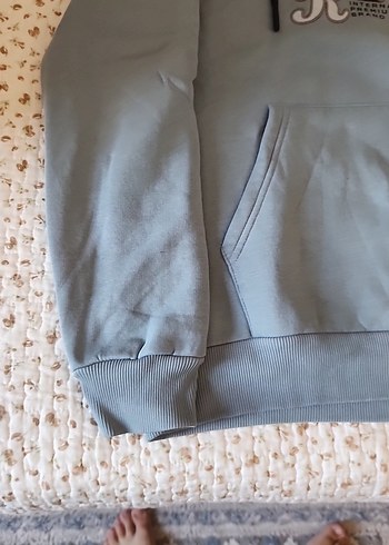 Mavi Kapüşonlu Erkek Sweatshirt - Görsel 4