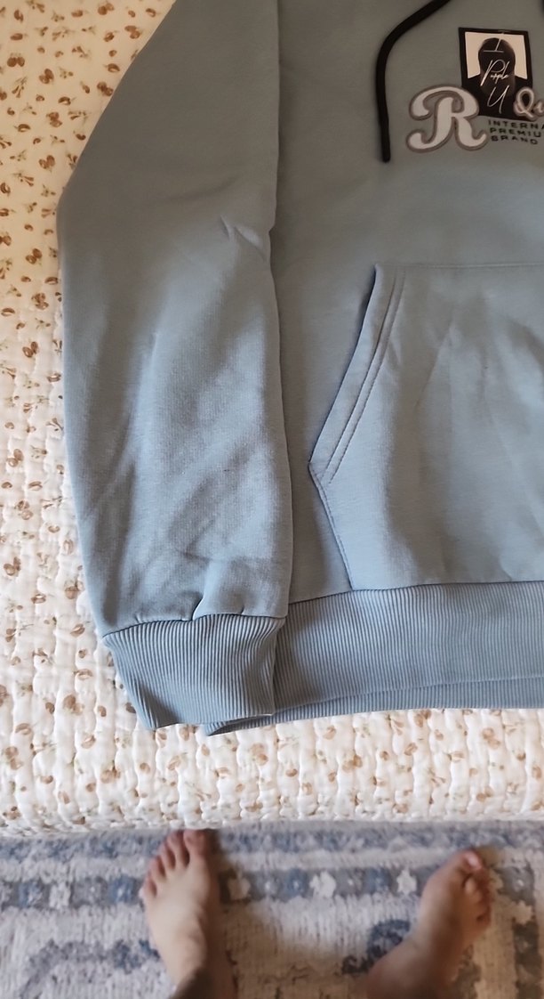 Mavi Kapüşonlu Erkek Sweatshirt - Görsel 4