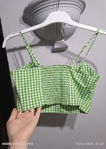 s Beden yeşil Renk Yeşil Kareli Midi Streetwear Büstiyer