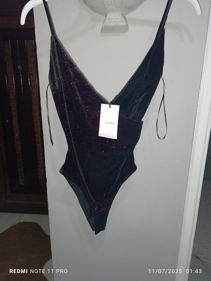 Siyah Parlak Mini Kadın Mayo - Görsel 3