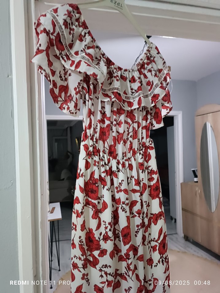 Uzun, Kayık Yaka, Rüya Bohem Elbise - Görsel 2