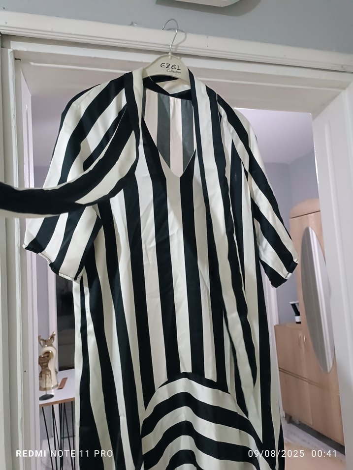 Zebra Desenli Uzun Salaş Tunik elbise - Görsel 3