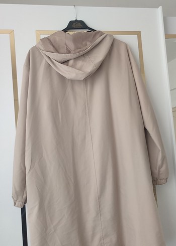 Bej Midi Kadın Yağmurluk Kapüşonlu - Görsel 3