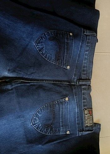 Kadın Lacivert Kot Pantolon - Normal Boy, Kemerli - Görsel 4