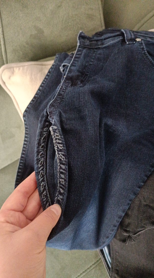 Kadın Lacivert Kot Pantolon - Normal Boy, Kemerli - Görsel 5