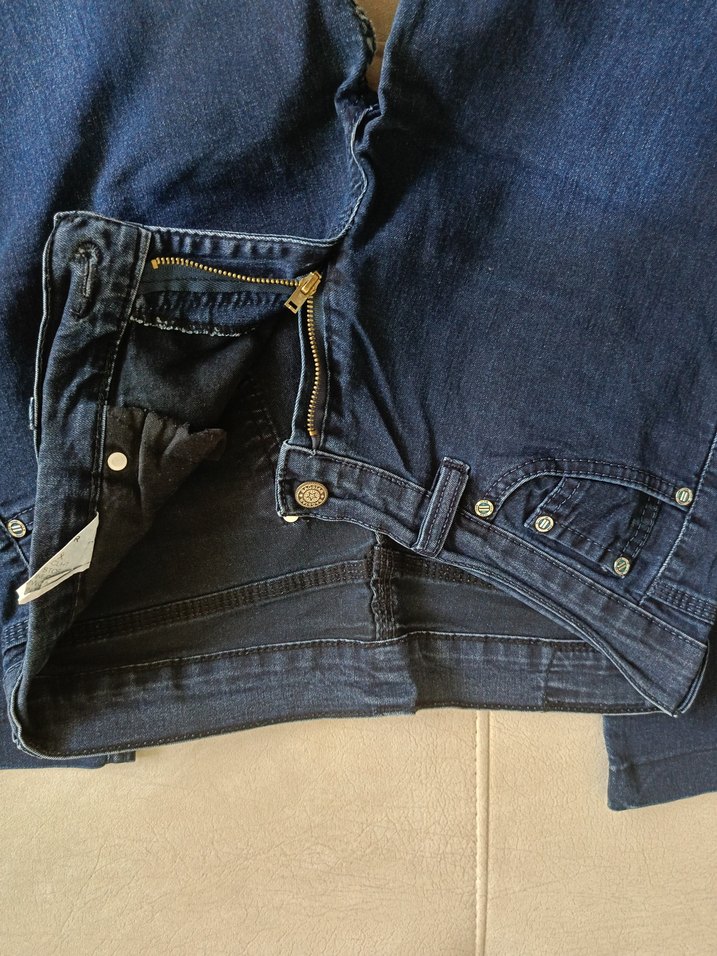 Kadın Lacivert Kot Pantolon - Normal Boy, Kemerli - Görsel 3