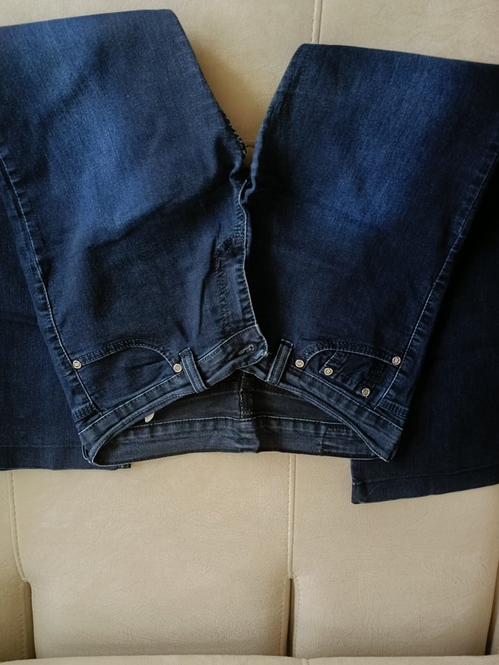 Kadın Lacivert Kot Pantolon - Normal Boy, Kemerli - Görsel 2