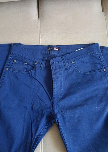 Erkek Lacivert Kemerli Denim Pantolon - Görsel 2