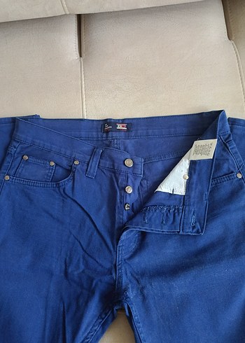 Erkek Lacivert Kemerli Denim Pantolon - Görsel 3