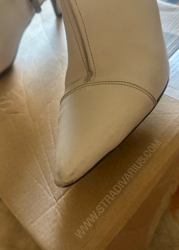 38 Beden Bej Deri Stiletto Topuklu Kadın Bot