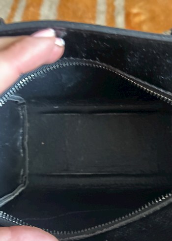 Diğer Siyah Deri Kürklü Gotik Kadın Çanta