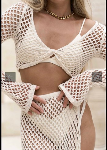 Beyaz Dantel Detaylı Uzun Bohem Etek - Görsel 2