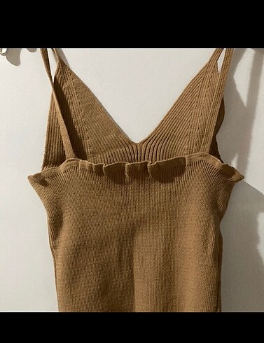 Diğer Crop Askılı Bluz Kahve