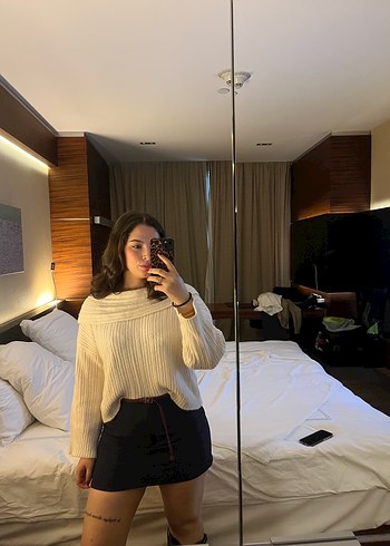 lacivert kemer detaylı şort etek