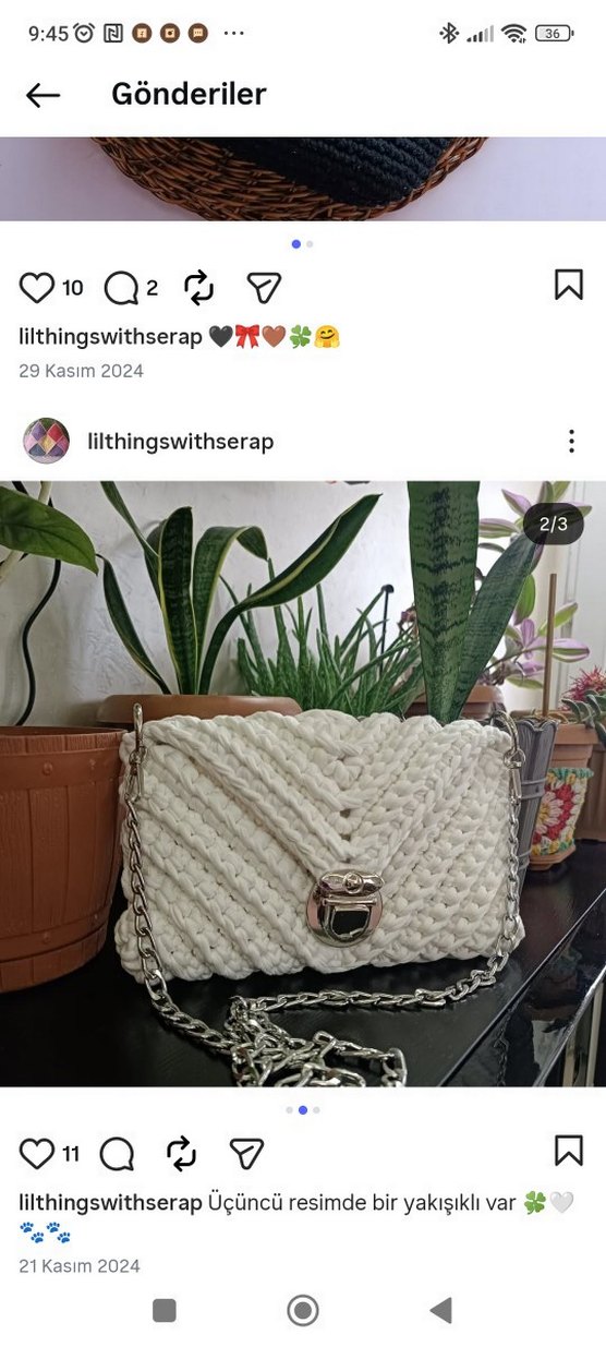 Gri Örgü Kadın Çanta Zincir Askılı - Görsel 2