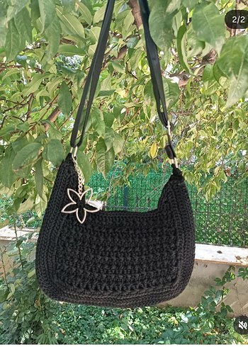 Siyah Örgü Minimalist Kadın Çanta - Görsel 2