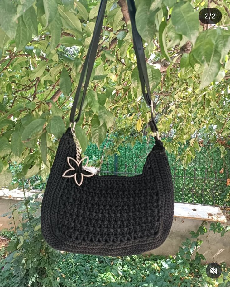 Siyah Örgü Minimalist Kadın Çanta - Görsel 2