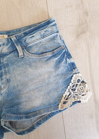 s Beden Mavi jeans pamuklu şort