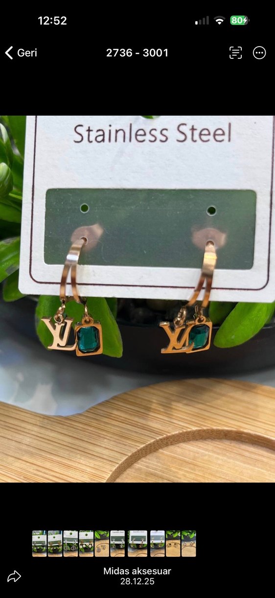 Yeşil Taşlı Mini Kadın Küpeler - Görsel 2