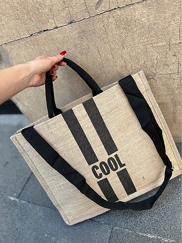 Beden camel Renk Cool Yazılı Plaj Çanta