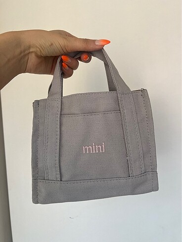 Kanvas mini gri çanta