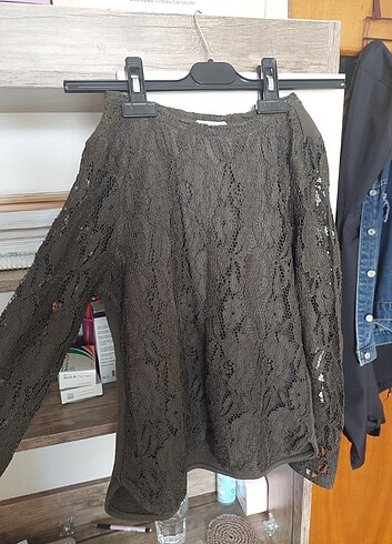 H&M Kadın Dantelli Bluz
