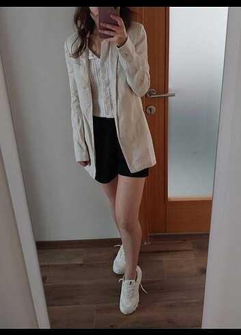Mango Keten Blazer Ceket