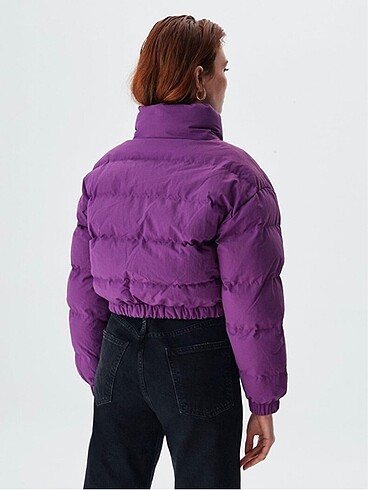 LTB Kısa şişme mor mont crop