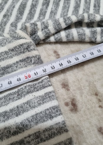 Gri Çizgili Uzun Kollu Kadın Triko - Görsel 2