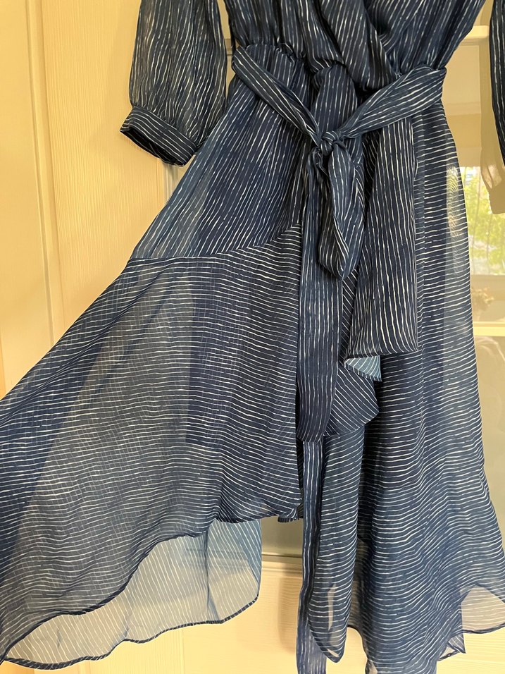 Drapeli V Yaka Uzun Kollu Elbise - Görsel 3