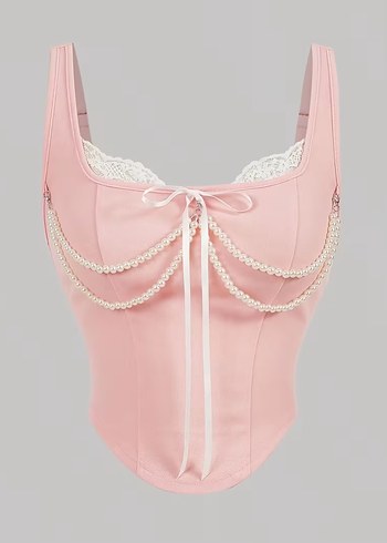 Pudra Dantelli Midi Bustiyer - Görsel 2