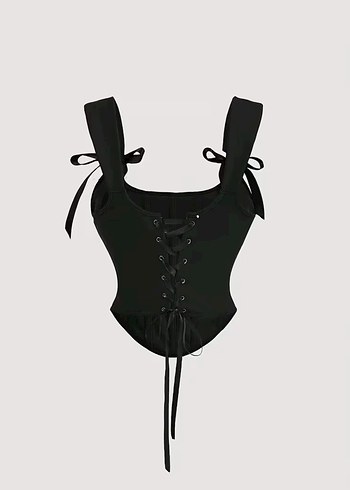 Siyah Fiyonk Detaylı Gotik Büstiyer - Görsel 2