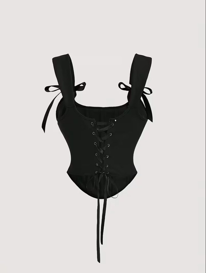 Siyah Fiyonk Detaylı Gotik Büstiyer - Görsel 2